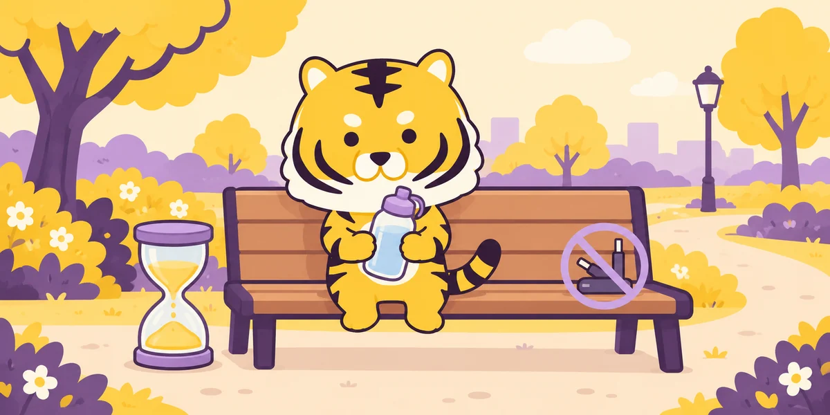 フッ素塗布の後にアイコスは吸っていい?を表したイラスト(大阪あわじ歯科のトラ)