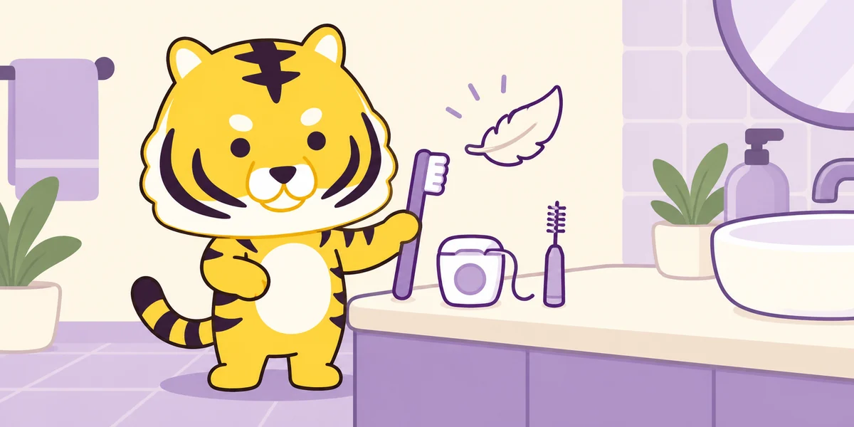 血が出るところは、みがかないほうがいい?を表したイラスト(大阪あわじ歯科のトラ)
