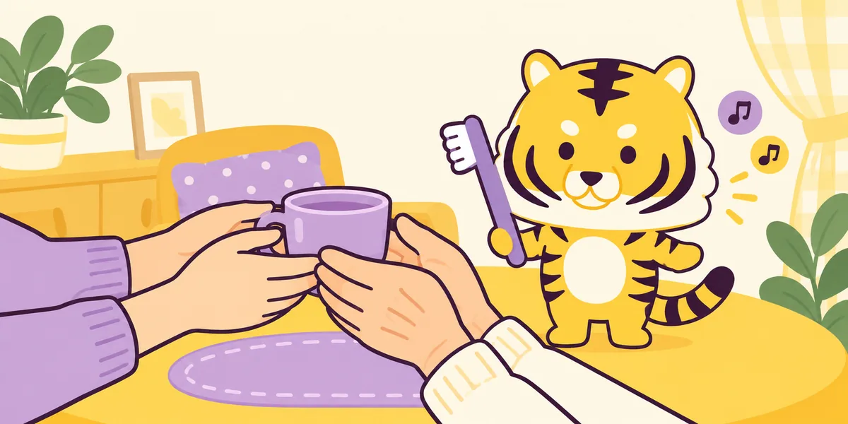 家族ができることを表したイラスト(大阪あわじ歯科のトラ)